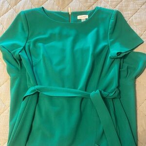 Calvin Klein Green Sheath Dress with Flutter Sleeves